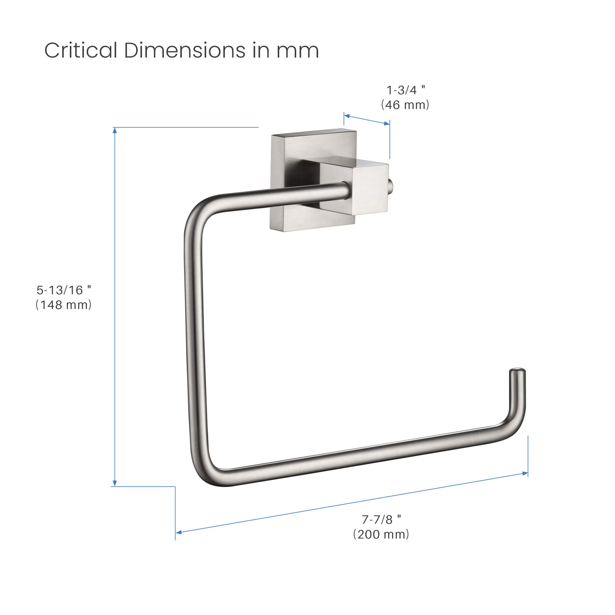 Cube Bathroom Towel Ring, Brushed Nickel