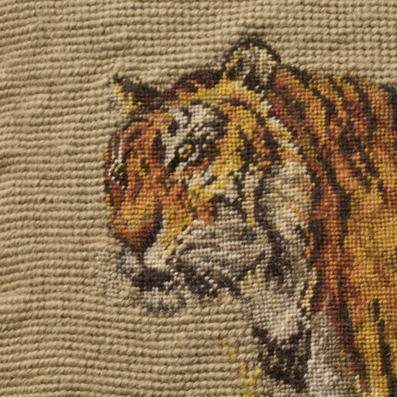Mina Victory Vintage Pillow Tiger 19" x 23" Beige Indoor Throw Pillow