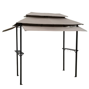 Abri de jardin 8 X 4 pi avec structure en acier et toit - Échappement de fumée, imperméable, espace de fête extérieur