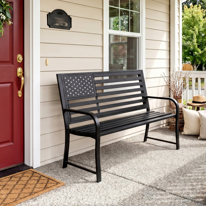 Banc d'extérieur en métal Rozy, Black