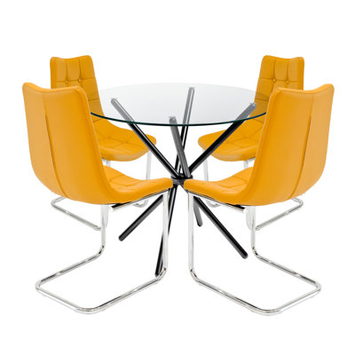 Derby 4 -Person Glass Dining Set