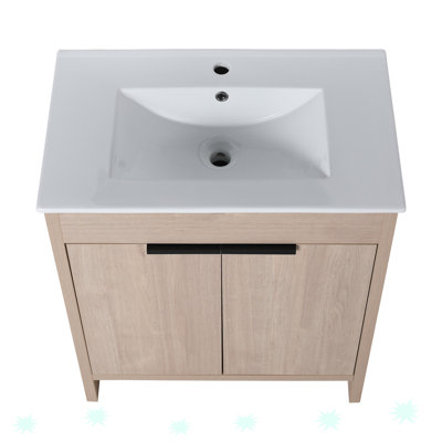 Meuble-lavabo autoportant avec lavabo en céramique