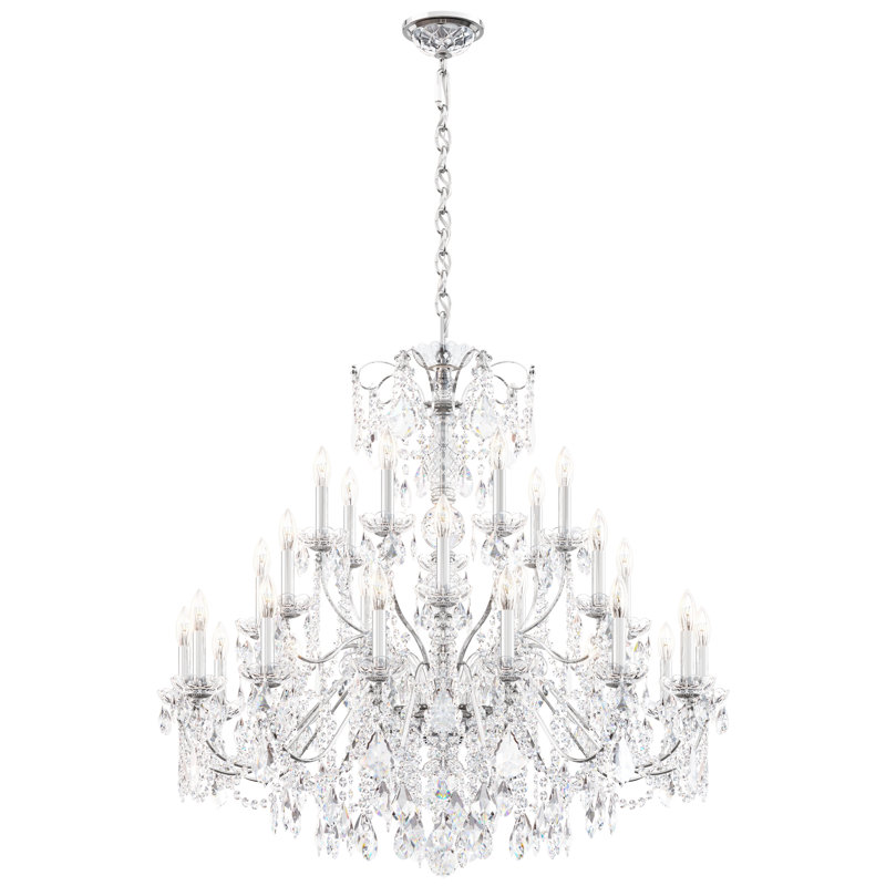 Century 28 - Light Glass Chandelier, Polished Silver
