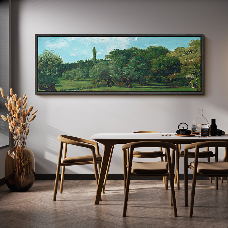 «Verdant Golf Course Lush Landscape Antique Retro Fine Art», reproduction d'art encadrée décorative, H 20 po x l 60 po