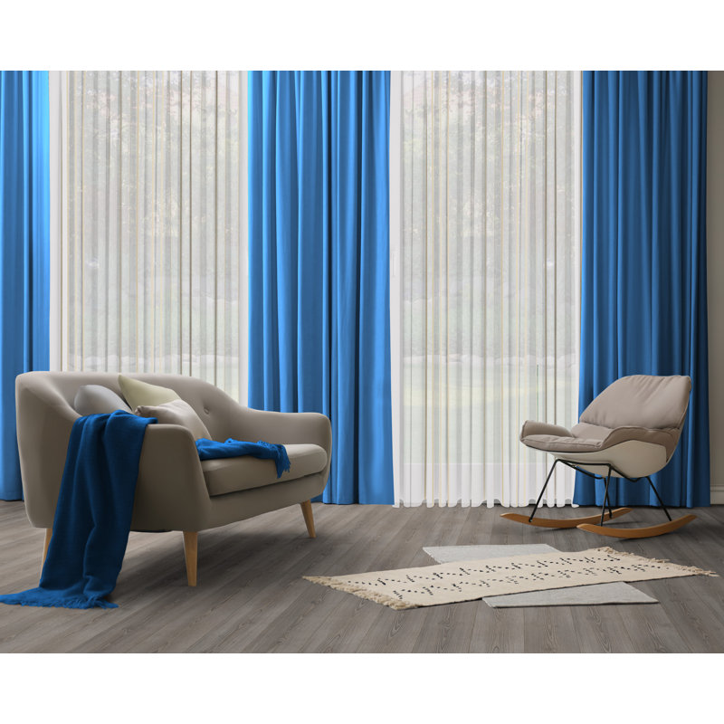 Polyester Blackout Pinch Pleat Curtain Panel, Blue, 142cm wide x 295cm high