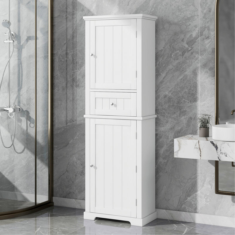 Stylish Storage Cabinet For Bathroom, Tall Bathroom Storage Cabinet, Freestanding Storage Cabinet With Drawer And Adjustable Shelf