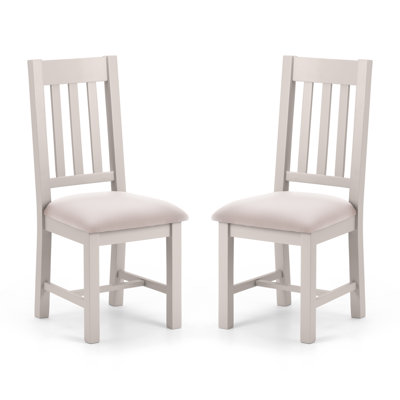 Sunglow 49 cm H Upholstered Linen Slat Back Dining Chair in Grey