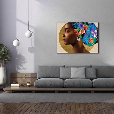  «Golden Lady 2» par Alonzo Saunders, art mural sur toile, 54 po x 40 po