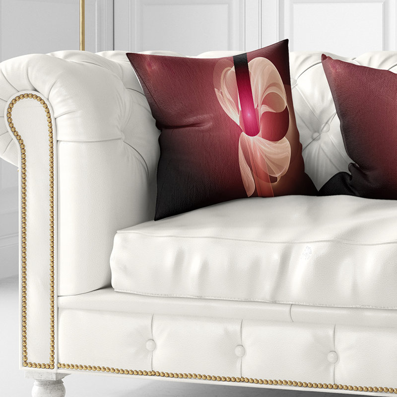Rose fleur fractale - coussin imprimé abstrait, 18 po x 18 po, Coussin décoratif