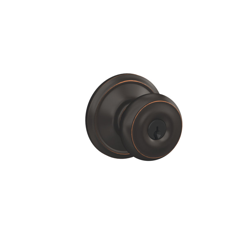 Georgian Knob Single Cylinder Keyed Entry Storeroom Lock, Aged Bronze, Yes, Keyed Alike