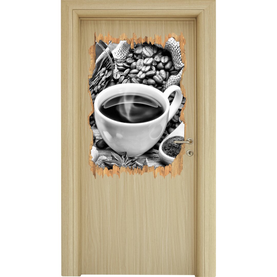 Wandtattoo Edler Kaffee und Kaffeebohnen in Monochrom