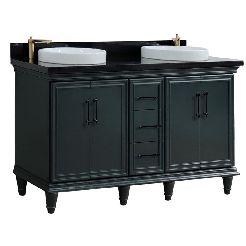 Meuble-lavabo double 61 po, Noir