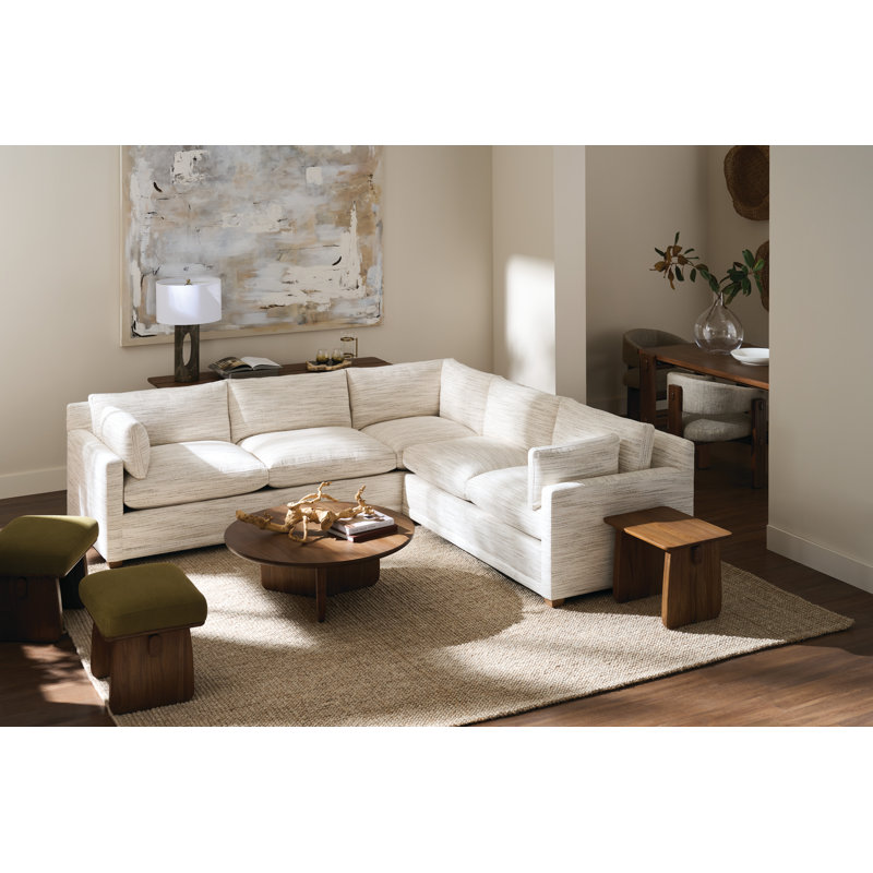 Sylvie Sectional, Cream Cotton Blend