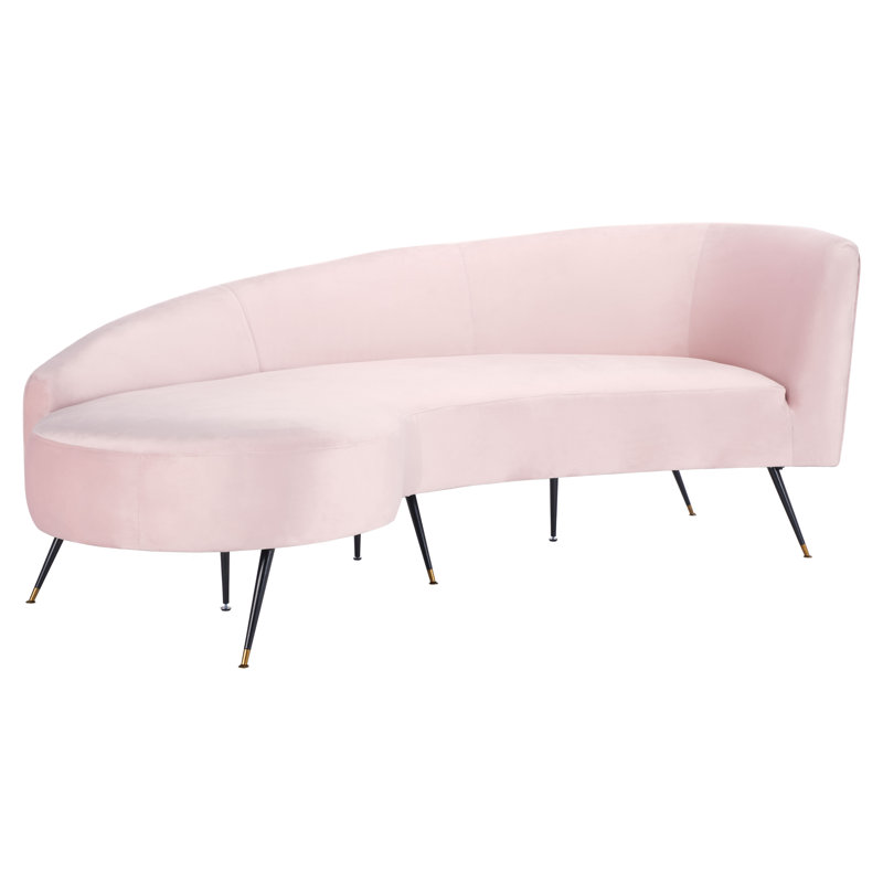 Frankie 86'' Velvet Sofa, Pale Pink Velvet