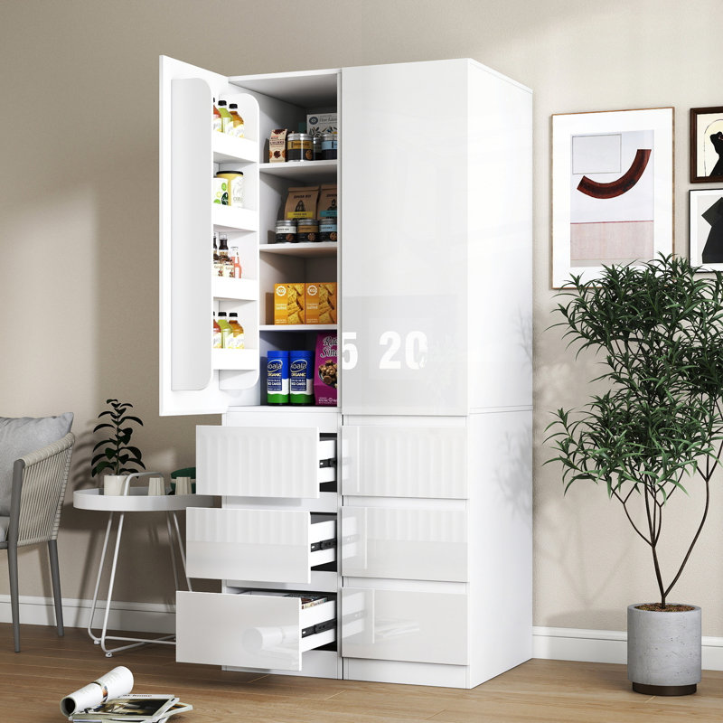Spacious Kitchen Pantry Storage Cabinet With Adjustable Shelves And Drawers For Efficient Organization