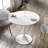Kimetra 31.5" Round Cafe Indoor Table with Faux Marble Top and All Steel Pedestal Base-1119788945-1119788946