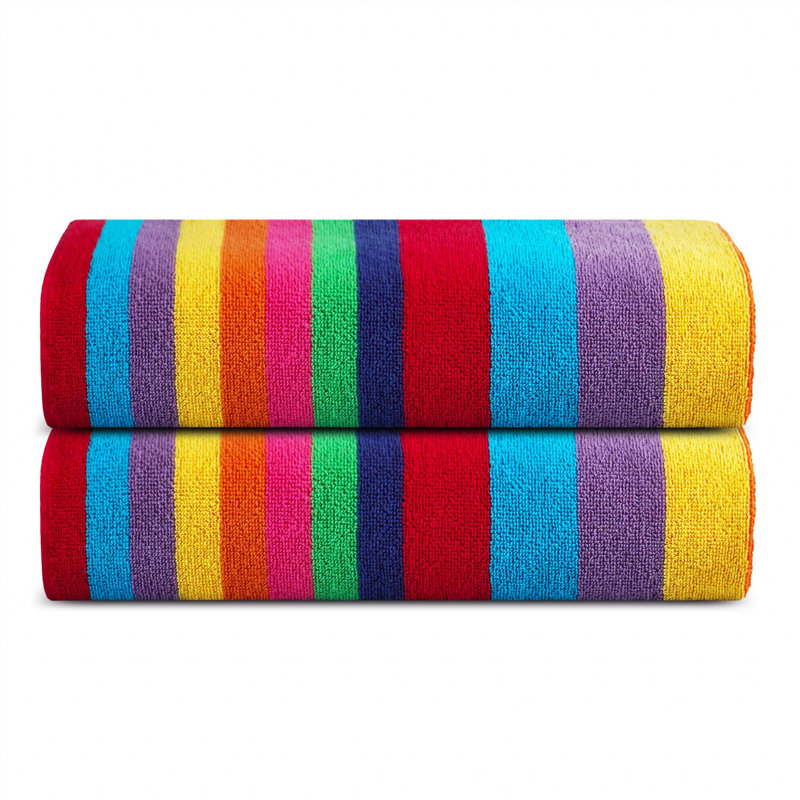 100% Cotton Beach Towel, Blue/Red/Purple/Yellow/Orange/Green
