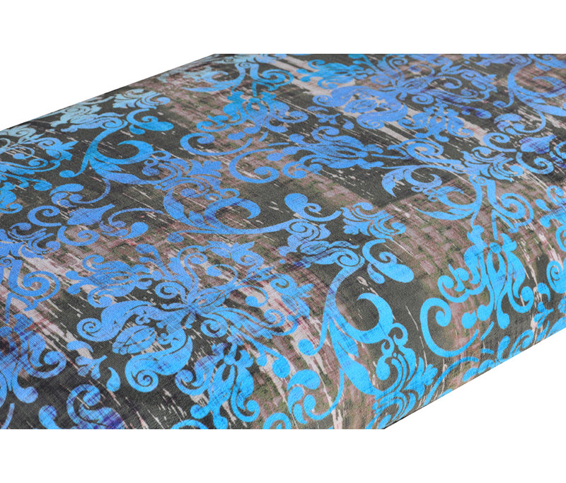 Patchwork Polyester Blend Upholstered Bench, Turquoise