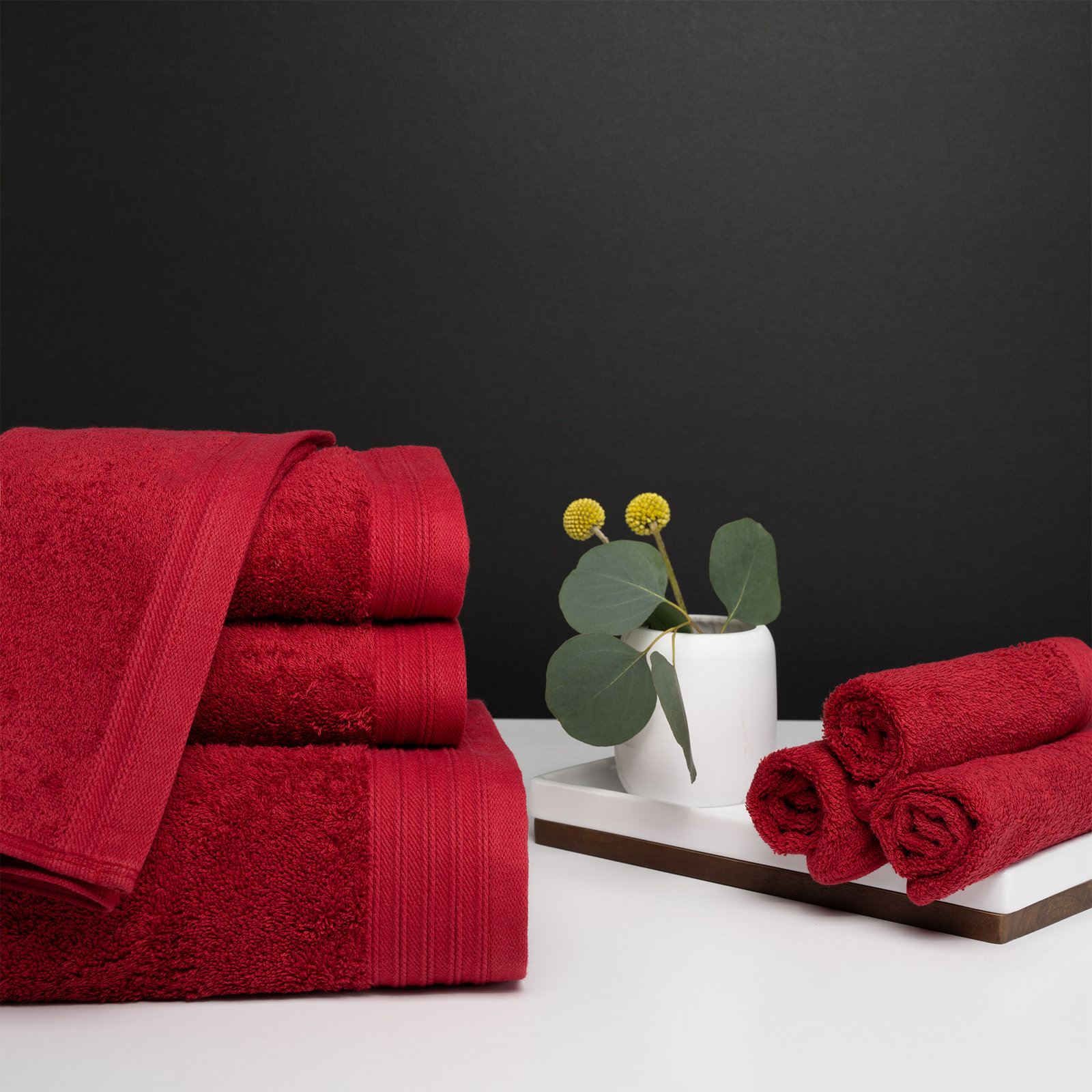 Doncia 8 Piece 100% Cotton Towel Set, Burgundy