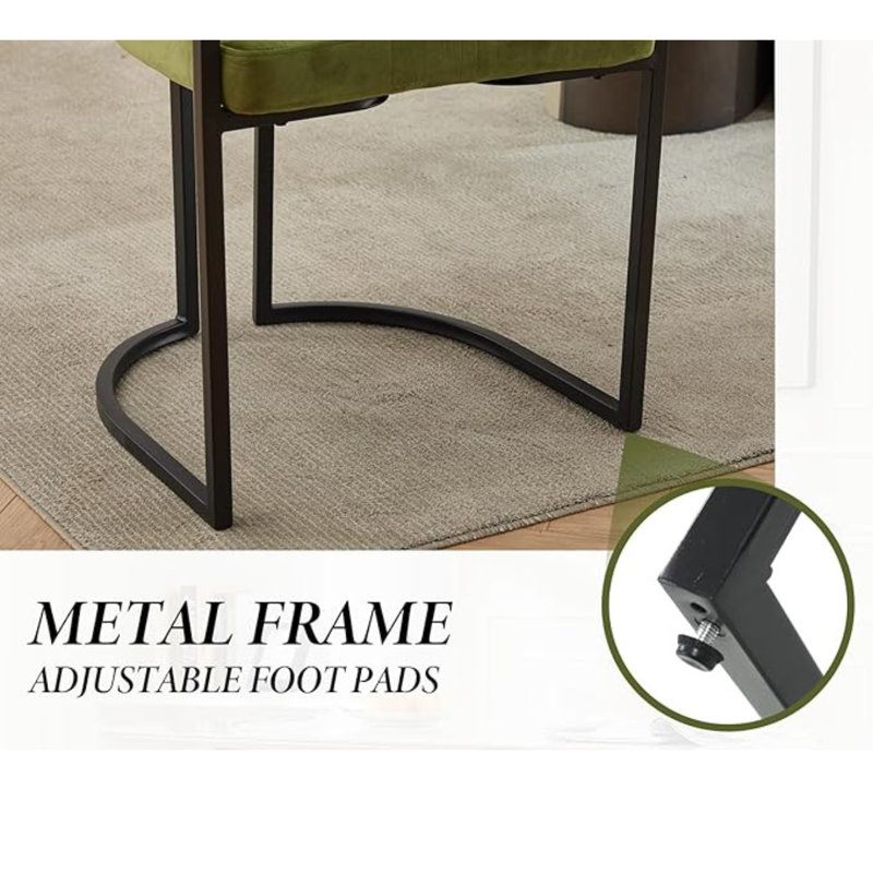 50cm H Upholstered Metal Accent, Green