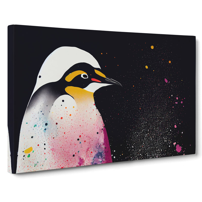 Painted Penguin Abstract - Wrapped Canvas, 40cm H x 60cm W x 3cm D