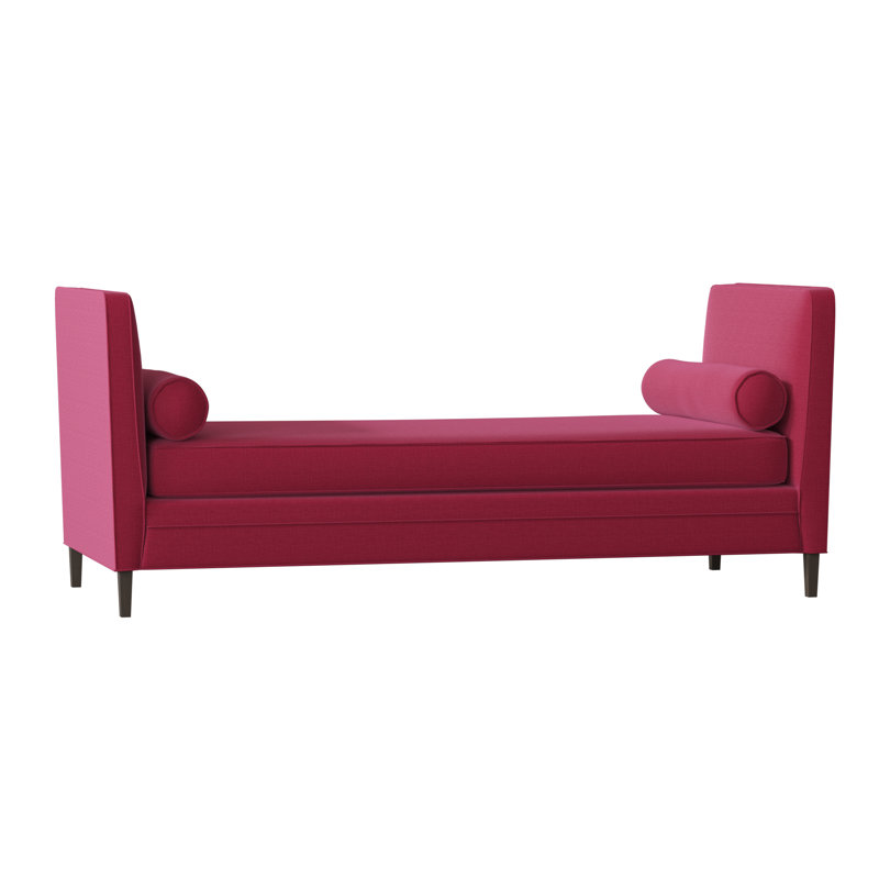 Banc rembourré Lydia, Fuchsia Tess, Brun acajou