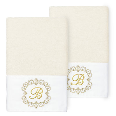 Winston Porter 100% Turkish Cotton MONICA 2PC Embellished Hand Towel Set