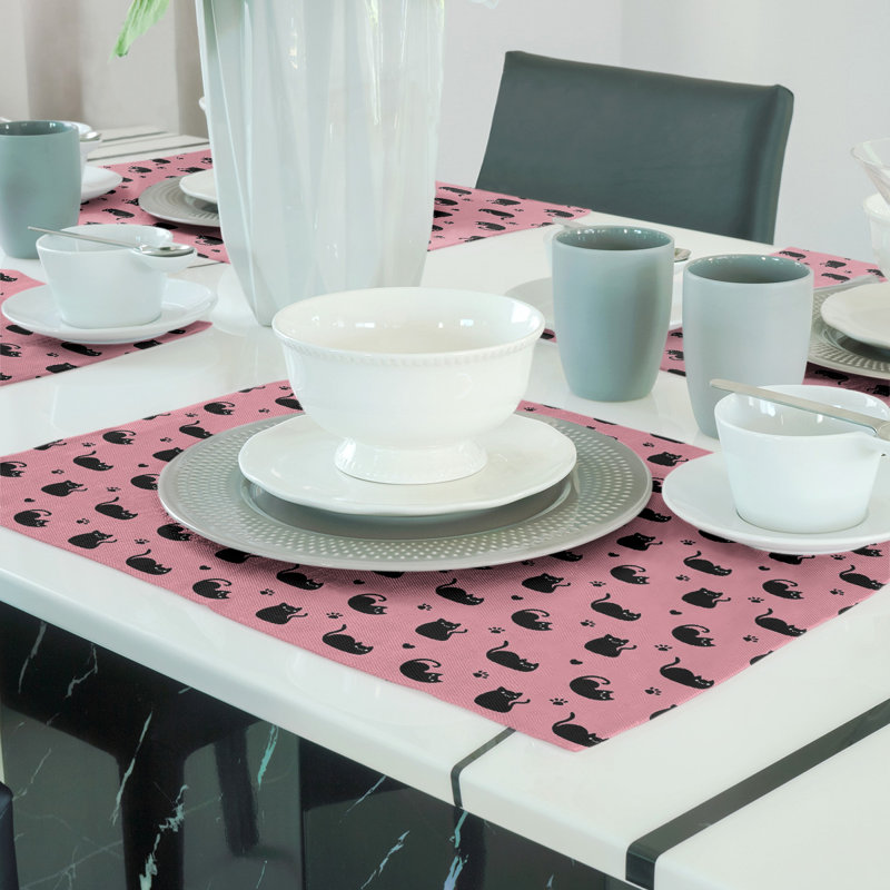 Napperon en coton 18 po Cat, Rose