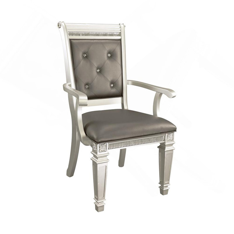 Ensemble de 2 fauteuils de salle à manger rembourrés en similicuir gris Modern Glam