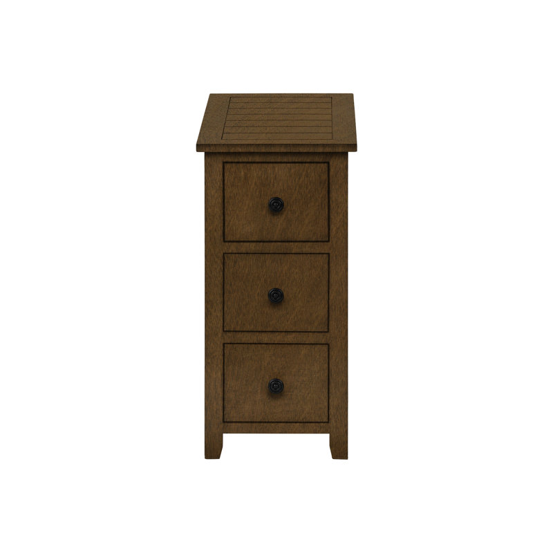 Table de chambre étroite avec tiroir, placage brun et apparence de salon fonctionnelle