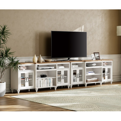 Farmhouse TV Stand For 100 Inch, Modern Entertainment Center With Storage Cabinet, White TV Console  For Living Room, Bedroom -  Alcott Hill®, 4833C762A5DE423E95F09D40E84D9B37
