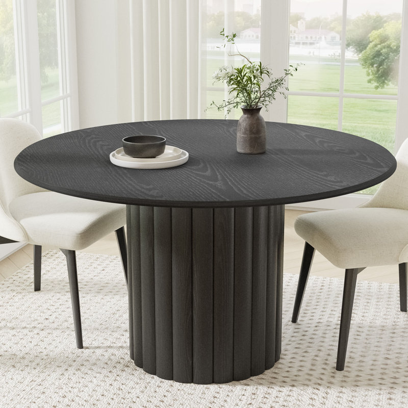 Table de salle à manger en bois massif, H 30 po x L 52 po x l 52 po, Noir, noir, noir, noir