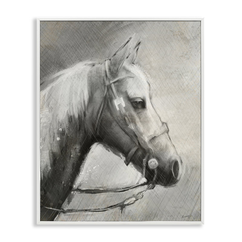 Giclée de cheval de ranch moderne, conception par Chad Barrett, H 20 po x l 16 po, Encadrement giclée blanc côtier