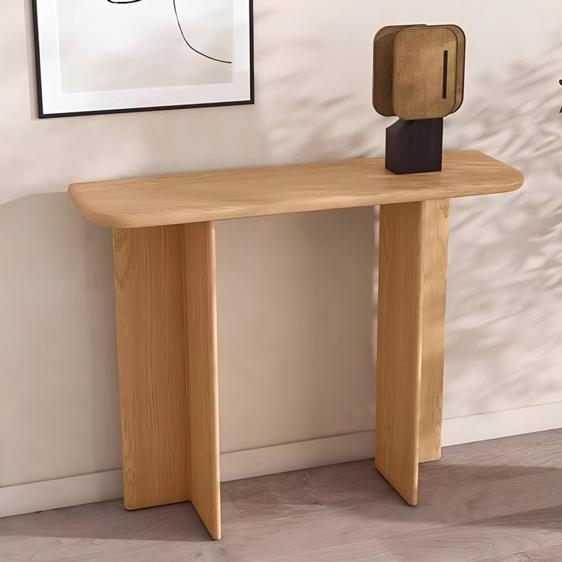 Console de style japonais simple et moderne, H 29,5 po x l 39,4 po x P 13,8 po, Bois naturel, Bois naturel, Bois naturel