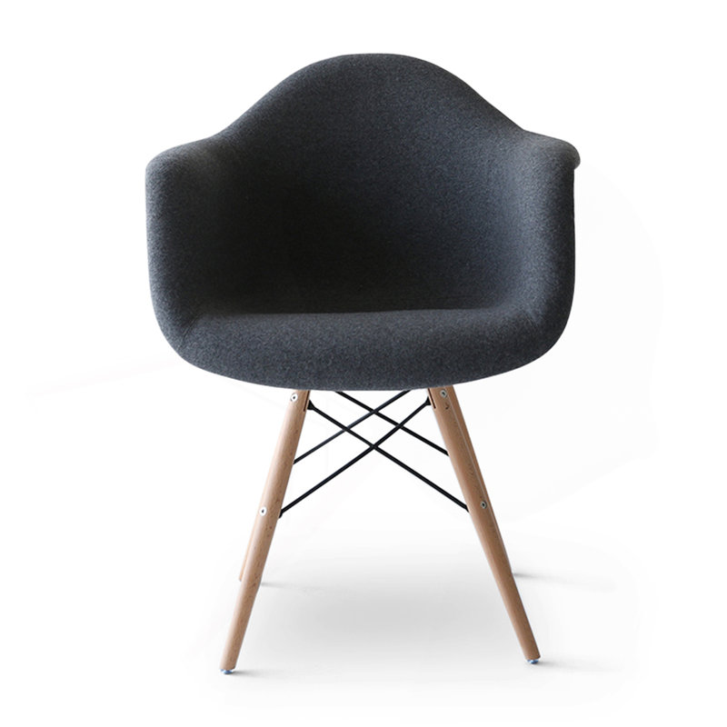Chaise Daw - Rembourrée en fibre de verre, cachemire et granit gris foncé