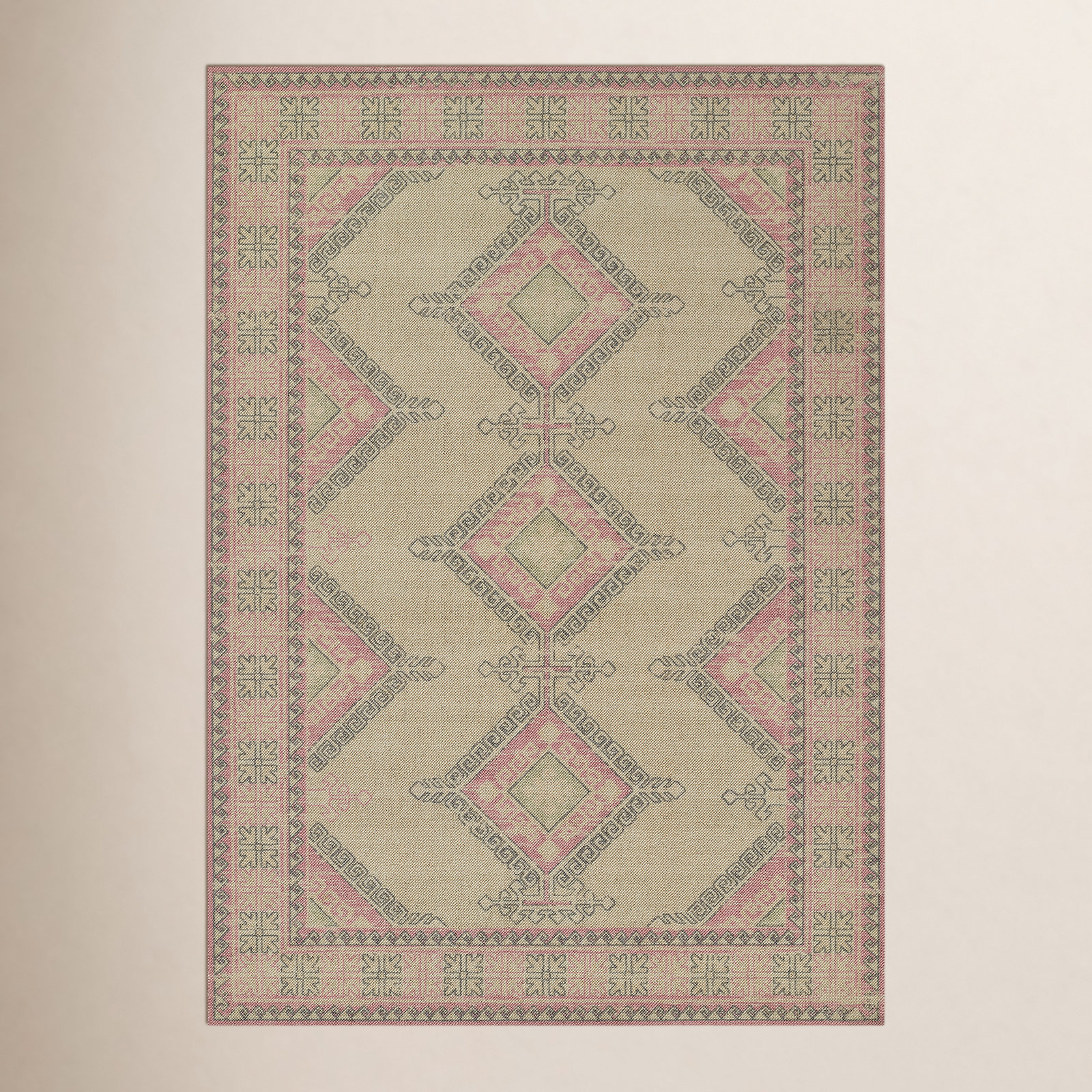 Aldona Pink Brown Oriental Rug, Rectangle 3'3" x 5'