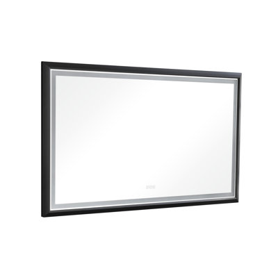 84In. W X 48In. H Oversized Rectangular Framed LED Mirror Anti-Fog Dimmable Wall Mount Bathroom Vanity Mirror  HD Wall Mirror Kit For Gym And Dance Studio 48X 84Inches, Mirror