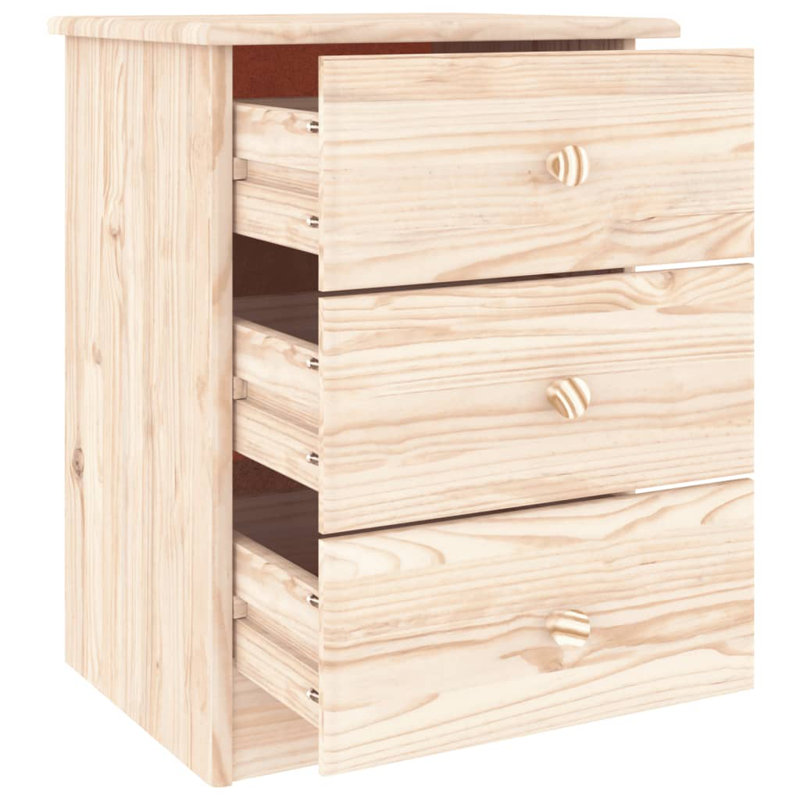 Veloute 13.8'' W Solid Wood Nightstand, Natural