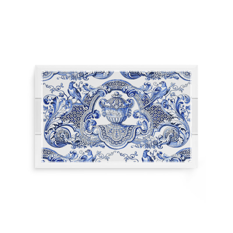 Royal Delft William Mary Blue Acrylic Rectangle Decorative Tray, 12.5"W x 7.75"D x 2"H