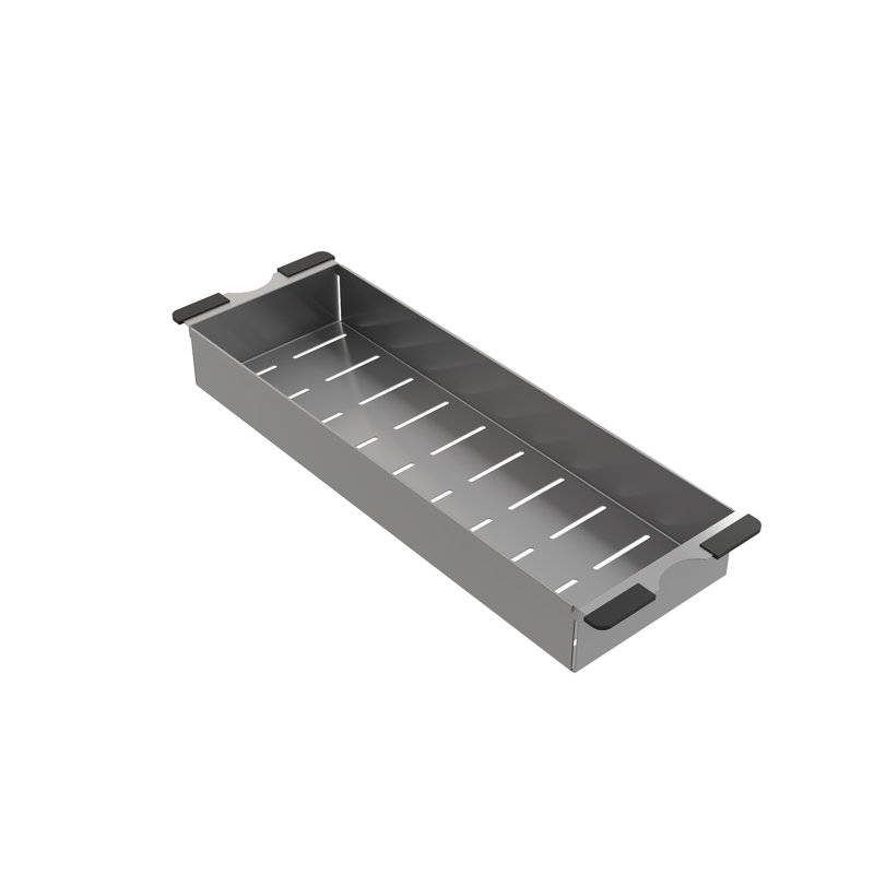Deep Stainless Steel Colander for Granite Sinks w/ Black Rubber Handles