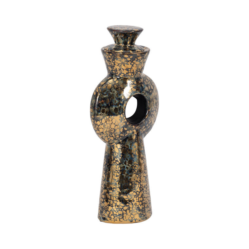 Vase Stoneware Circular Cut-Out Design Modern Transitional Decorative Accent Statement Piece Versatile Sculptural Form Contemporary Home Decor Geometric Focal Point Art-Inspired Styling