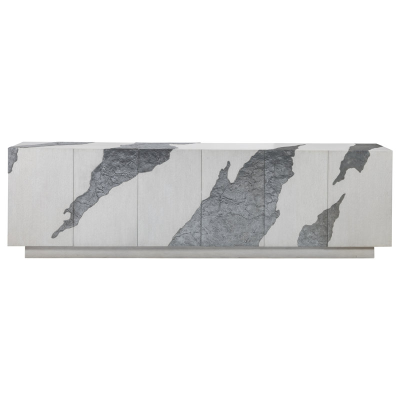 Nordic White and Gray Oak Media Console with Zinc Inserts