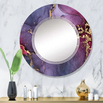 Mauve luxueux abstrait fluide Art II - miroir mural moderne