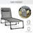 Patio Lounger Chair, Foldable With Adjustable , Removable Pillow, Side Pocket, Breathable Fabric, Grey Camping Cot Chair Fabric And Stable Base -