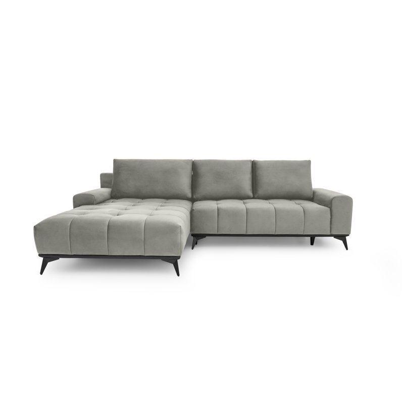 Toledo Orange Upholstered Corner Sofa, Light Grey
