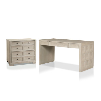 Schell 2-Piece Office Set With Writing Desk And Storage Cabinet