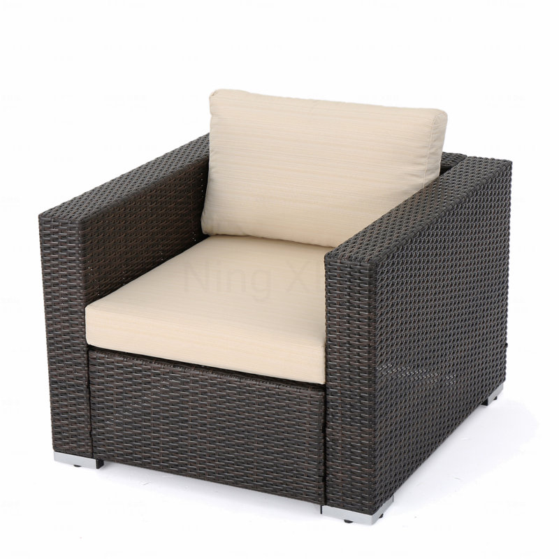 Fauteuil de patio Mbrn + Alu, Beige Cushion/Dark Brown Frame