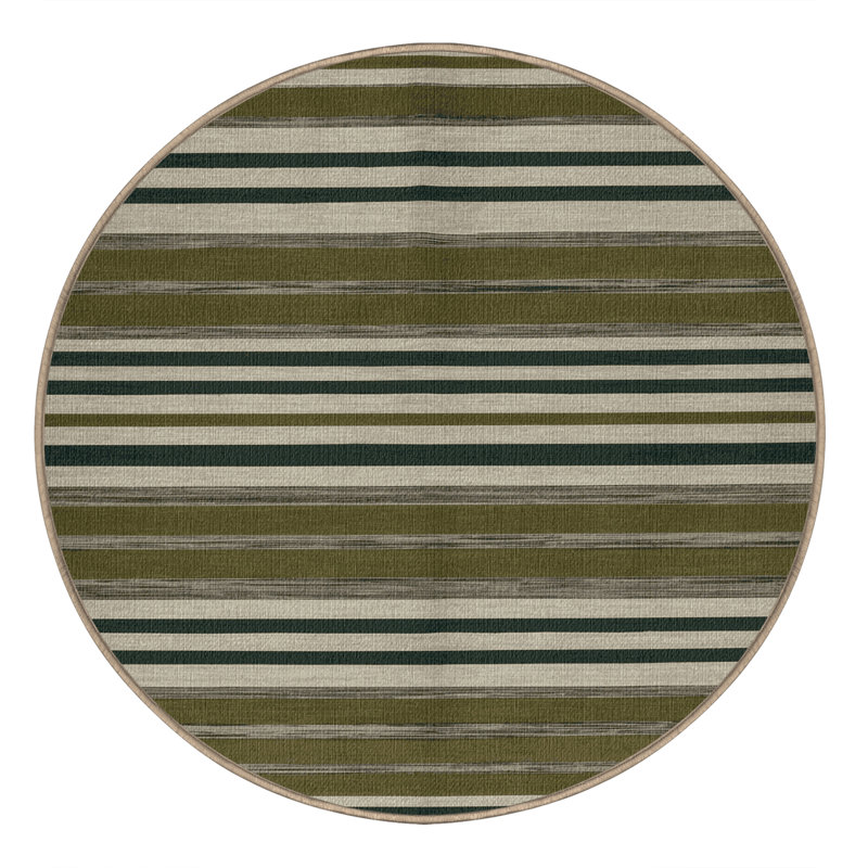  Tapis lavable rayé gris clair olive, Rectangle 6 pi x 9 pi