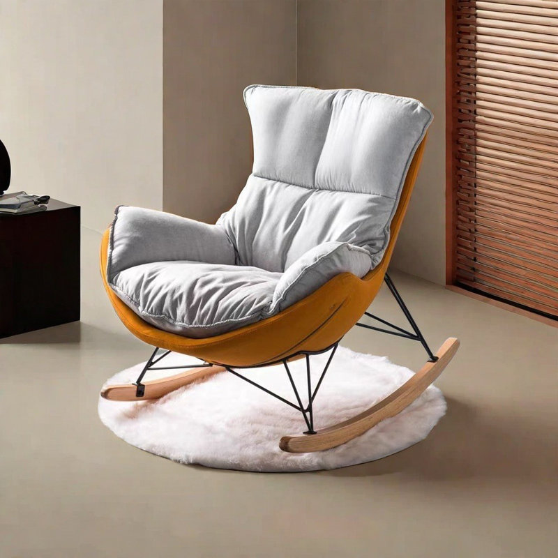 Belle chaise berçante Nordic Leisure, Blanc cassé / Orange