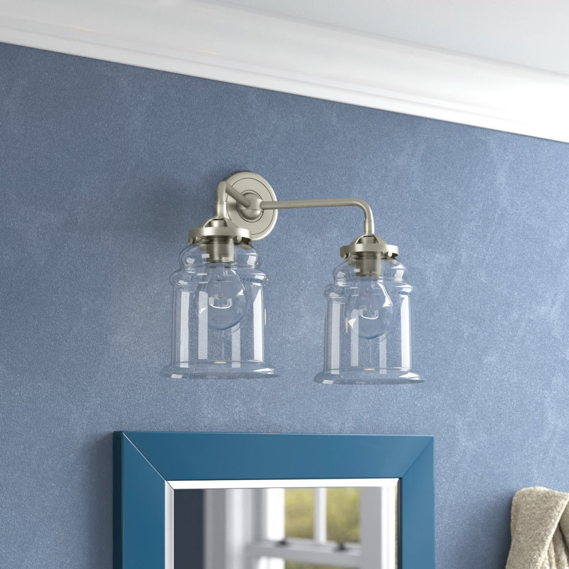 Éclairage pour meuble-lavabo à 2 lumières à intensité variable Alexandira, Boîtier blanc mat, DEL, Nickel satiné brossé